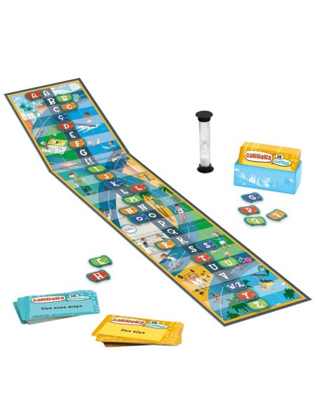 Cursa de lletres és un joc educatiu per a dos jugadors o per equips editat per Lúdilo.