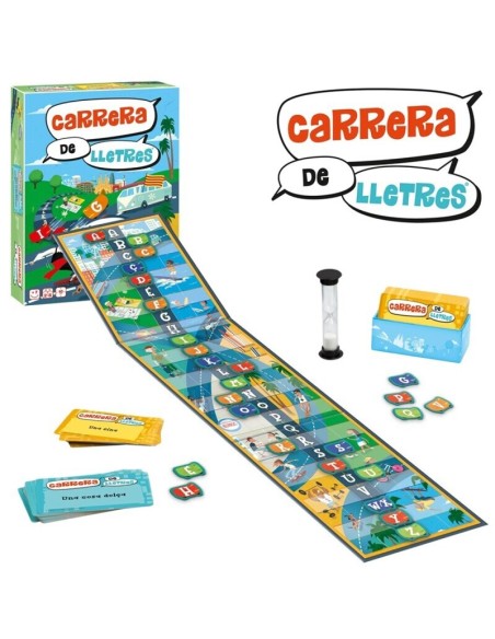 Cursa de lletres és un joc educatiu per a dos jugadors o per equips editat per Lúdilo.