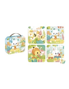 PURE- 4 PUZZLES (6, 9, 12, 16 PIEZAS) de Janod. 2