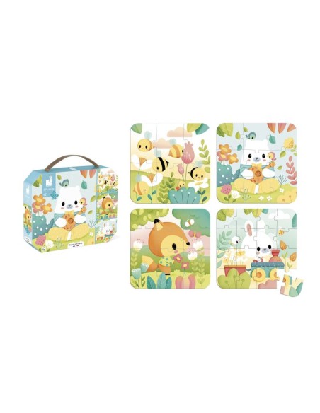 PURE- 4 PUZZLES (6, 9, 12, 16 PIEZAS) de Janod.