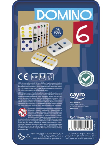 DOMINO COLORES DOBLE 6 METAL BOX de Cayro.