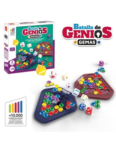 Batalla de Genios Gemas es un juego de lógica para uno o dos jugadores editado por Lúdilo.