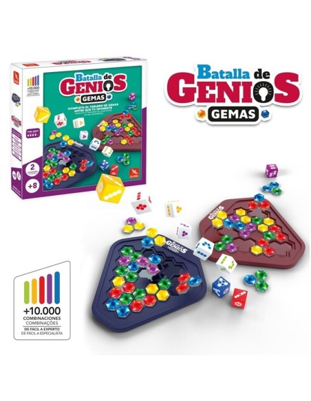 Batalla de Genios Gemas es un juego de lógica para uno o dos jugadores editado por Lúdilo.