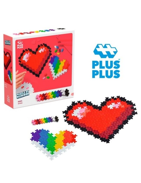 PLUS PLUS PUZZLE POR NUMEROS: CORAZONES 250 pcs