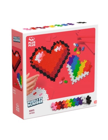 PLUS PLUS PUZZLE POR NUMEROS: CORAZONES 250 pcs