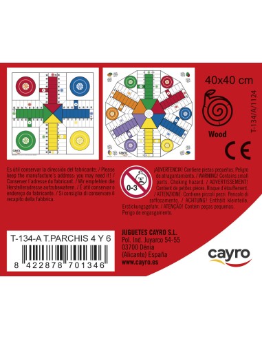 PARCHIS 4 Y 6 madera con accesorios