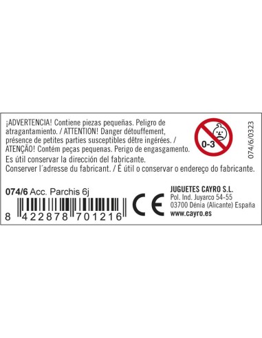 Accesorios Parchis 6 Jugadores caja plástico