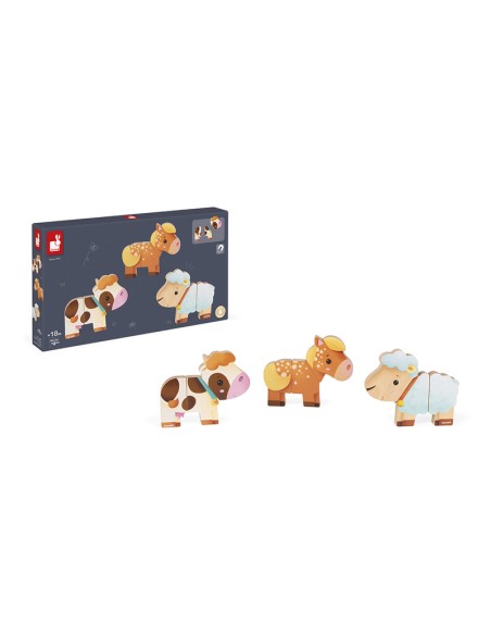 3 ANIMALES DIVERTIDOS MAGNETICOS - GRANJA de Janod.