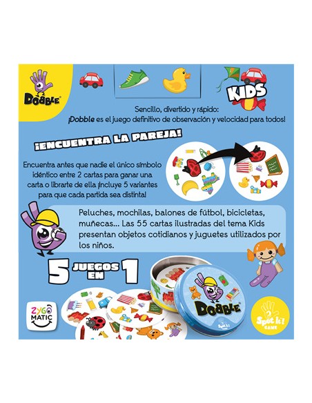 Dobble Kids una versión del Dobble para los más pequeños. Editado por Asmodee